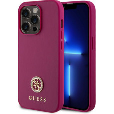 Guess Aizmugurējais vāciņš Guess Apple Guess PU 4G Strass Metal Logo Case for iPhone 15 Pro Pink