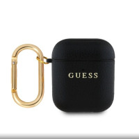 Guess Maciņš austiņām Guess Apple AirPods 1/2 PU Grained Classic Logo Case Black