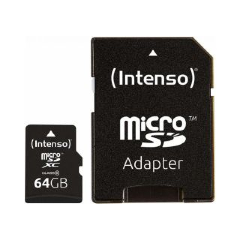 Intenso Cita datorprece Intenso  MEMORY MICRO SDXC 64GB C10/W/ADAPTER 3413490