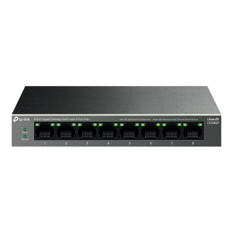 Tp-Link Serveru  - Citi piederumi TP-Link  LS108GP 8-Port Gigabit Desktop Switch with 8-Port PoE+