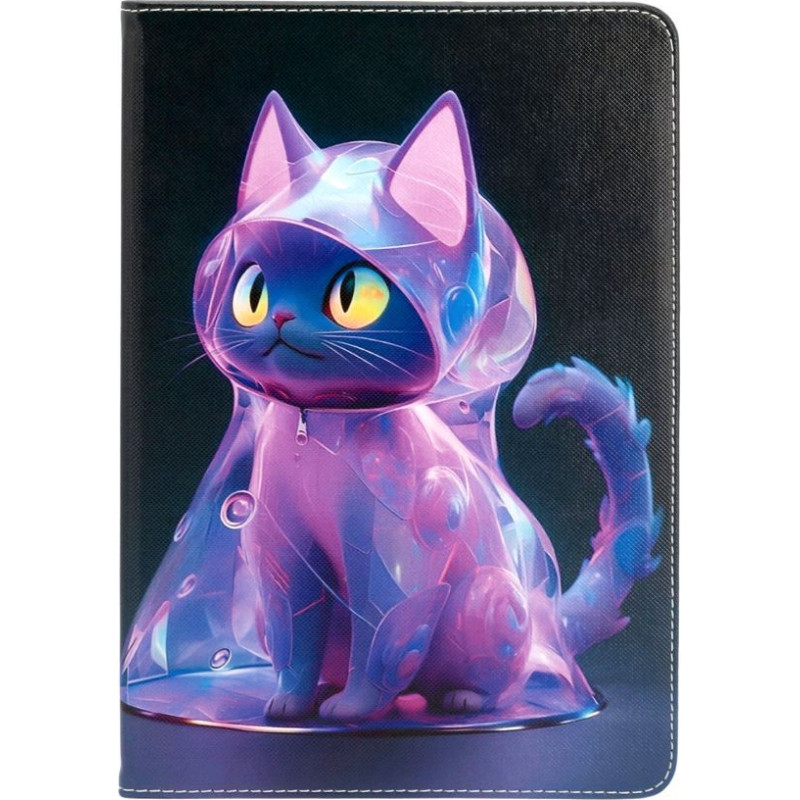Ilike Maciņš grāmata iLike Samsung Galaxy Tab A8 10.5 (2021) Tablet Case Design SM-X200/SM-X205 Cat Purple
