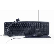 Gembird Datora tastatūra Gembird  4-in-1 Multimedia office set KBS-UO4-01 Keyboard, Mouse, Pad and Headset Set, Wired, Mouse included, US, Black