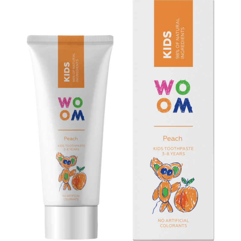 WOOM Kids Peach zobu pasta 3-8g 50ml