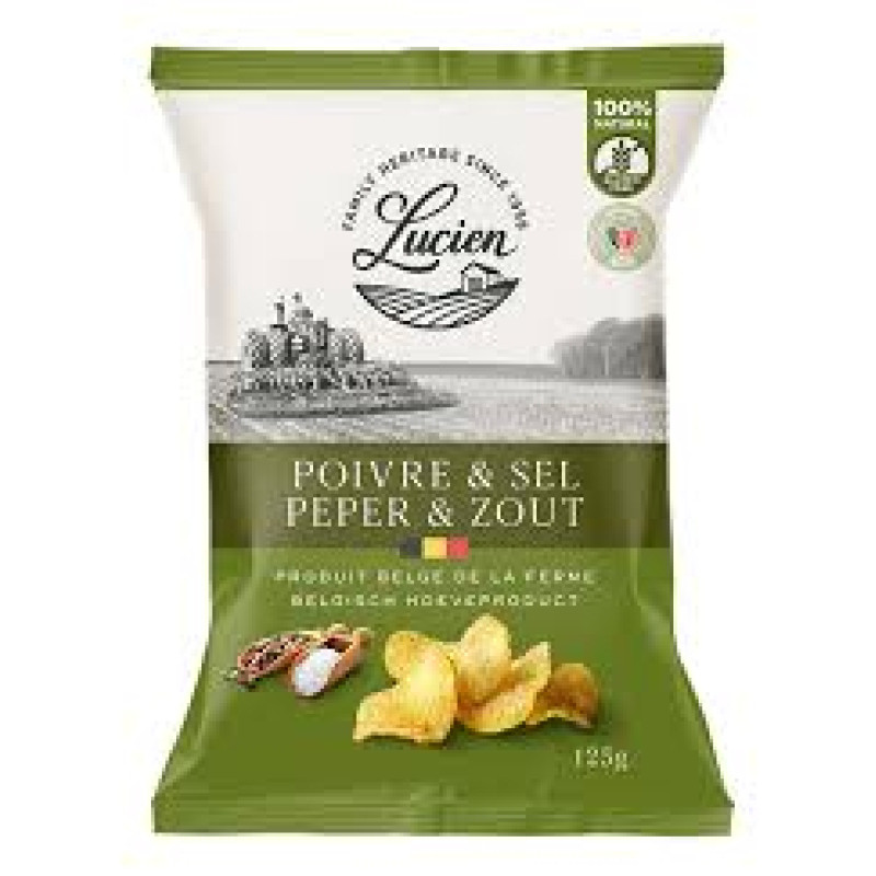 Lucien Classic kartupeļu čipsi ar pipariem un sāli 125g