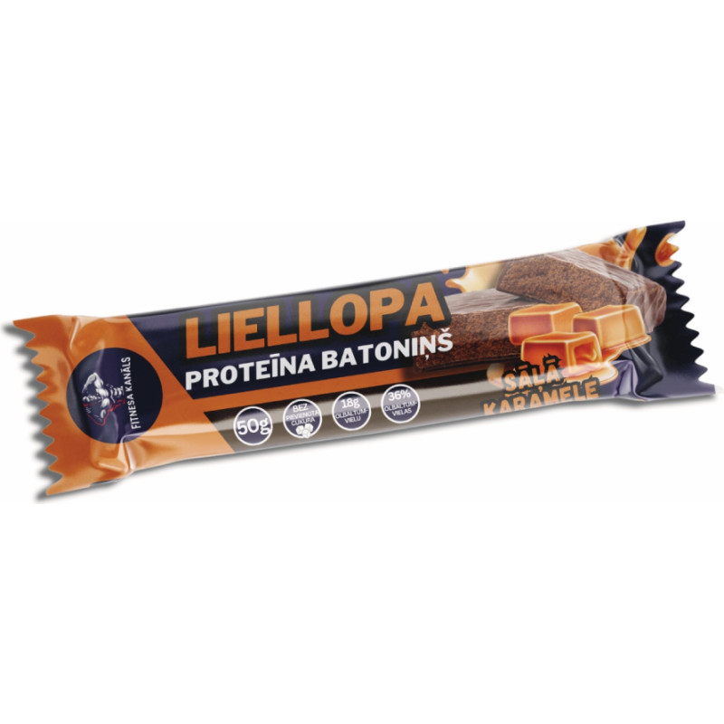 FITNESA KANĀLS Liellopa proteīna batoniņš ar sāļās karameles garšu 50g