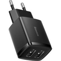 Baseus Adapteris Baseus  Baseus Compact charger 2x USB 10.5W black (CCXJ010201)