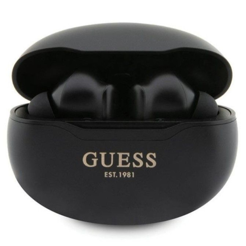 Guess Bezvadu austiņas Guess  Bluetooth headphones GUTWST50EK TWS + docking station black/black Classic EST Black