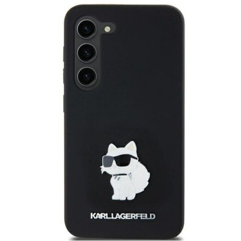 Karl Lagerfeld Aizmugurējais vāciņš Karl Lagerfeld Samsung Galaxy A55 A556 hardcase Silicone Choupette Metal Pin Black