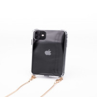 Evelatus Aizmugurējais vāciņš Evelatus Apple iPhone 11 Silicone Transparent with Necklace TPU Strap Gold