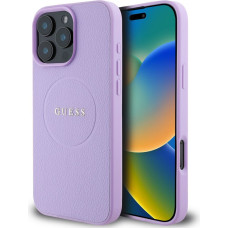 Guess Aizmugurējais vāciņš Guess Apple Guess PU Grained Classic Logo MagSafe Case for iPhone 16 Pro Purple