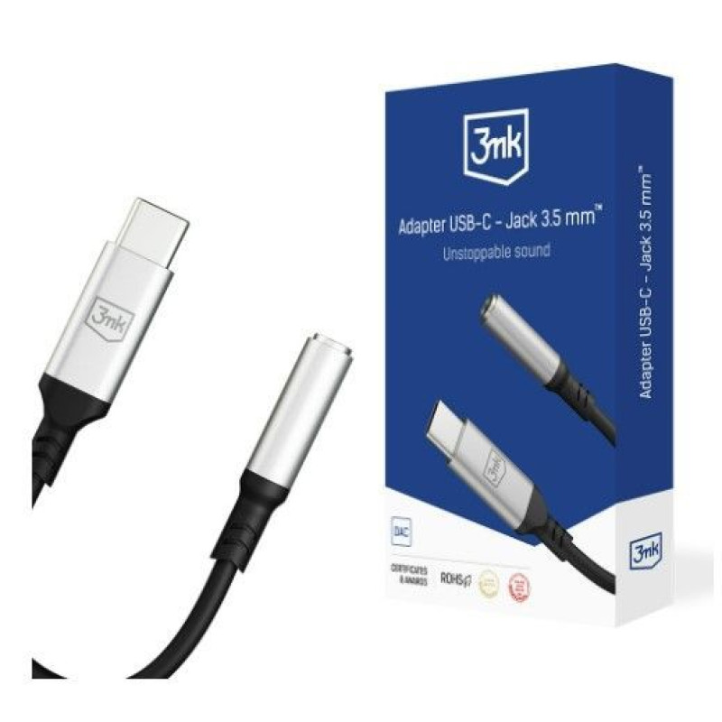 3MK Parveidotājs 3MK  Adapter USB-C - Jack 3,5 mm Black