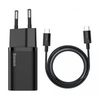 Baseus Adapteris Baseus  Super Si Quick Charger USB-C 25W + Data Cable Type-C to Type-C 1m