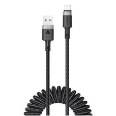 Acefast Kabelis Acefast  C14-04 USB-A - USB-C Cable Spring 480Mb/s 3A 1.2m spring charging data cable Black