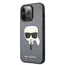 Karl Lagerfeld Aizmugurējais vāciņš Karl Lagerfeld Apple iPhone 13 Pro Saffiano Karl Head Case Silver