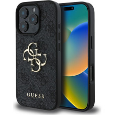 Guess Aizmugurējais vāciņš Guess - Guess PU 4G Metal Logo Case for iPhone 16 Pro Max Grey