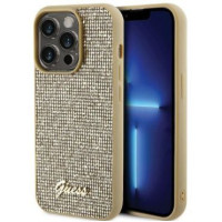 Guess Aizmugurējais vāciņš Guess Apple iPhone 15 Pro HC PU DISCO SCRIPT META Gold