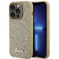 Guess Aizmugurējais vāciņš Guess Apple iPhone 15 Pro HC PU DISCO SCRIPT META Gold