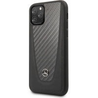 Mercedes-Benz Aizmugurējais vāciņš Mercedes-Benz Apple iPhone 11 Pro Hard Case Leather Carbon Fiber Black