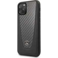 Mercedes-Benz Aizmugurējais vāciņš Mercedes-Benz Apple iPhone 11 Pro Hard Case Leather Carbon Fiber Black