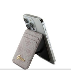 Guess Maciņš universāla kabata Guess Universal Metal Script MagSafe Cardslot Wallet Case Pink