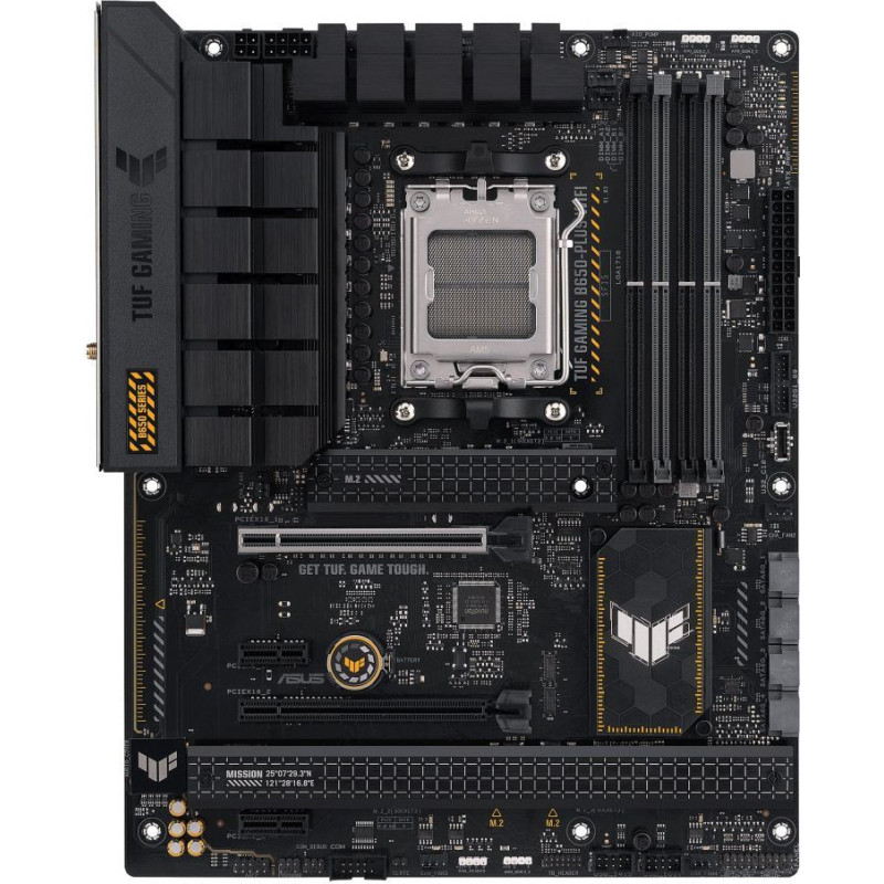Asus Pamatplate Intel procesorsiem Asus  TUF GAMING B650-PLUS WIFI Processor family AMD, Processor socket  AM5, DDR5 DIMM, Memory slots 4, Supported hard disk drive interfaces 	SATA, M.2, Number of SATA connectors 4, Chipset  AMD B650, ATX