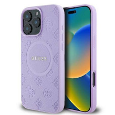 Guess Aizmugurējais vāciņš Guess Apple iPhone 16 Pro Max Saffiano Peony Stamp MagSafe Case Purple