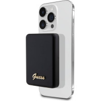 Guess Ārējais akumulators Guess  Power Bank 5000mAh 15W MagSafe And Regular Charge With Metal Ssript Logo Black