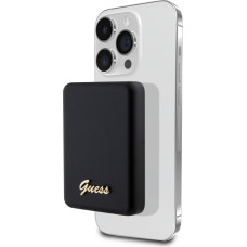 Guess Ārējais akumulators Guess  Power Bank 5000mAh 15W MagSafe And Regular Charge With Metal Ssript Logo Black