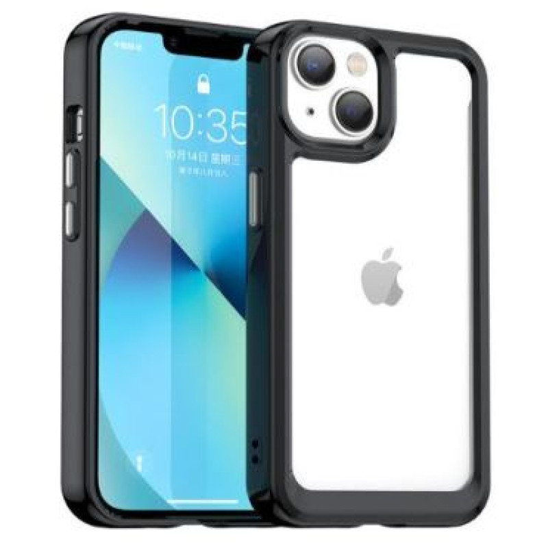 Ilike Aizmugurējais vāciņš iLike Apple iPhone 14 hard cover with a gel frame Transparent Black