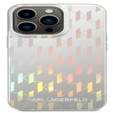 Karl Lagerfeld Aizmugurējais vāciņš Karl Lagerfeld Apple iPhone 14 Pro Max Iridescent Monogram Case Silver