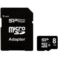 Silicon Power Atmiņas kartes Silicon power  8 GB, MicroSDHC, Flash memory class 10, SD adapter