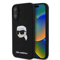 Karl Lagerfeld Aizmugurējais vāciņš Karl Lagerfeld Apple iPhone 16 hardcase Silicone Karl Head Print MagSafe Black