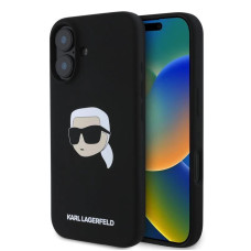 Karl Lagerfeld Aizmugurējais vāciņš Karl Lagerfeld Apple iPhone 16 hardcase Silicone Karl Head Print MagSafe Black