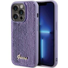 Guess Aizmugurējais vāciņš Guess Apple iPhone 15 Pro HC SEQUIN SCRIPT METAL Purple