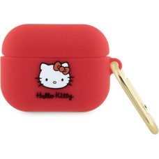 Hello Kitty Maciņš austiņām Hello Kitty Apple Airpods Pro cover Silicone 3D Kitty Head Red