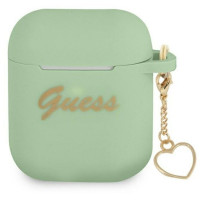 Guess Maciņš austiņām Guess Apple AirPods 1/2 cover Silicone Charm Heart Collection Green