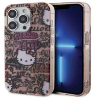 Hello Kitty Aizmugurējais vāciņš Hello Kitty Apple iPhone 15 Pro Max 6.7 hardcase IML Tags Graffiti Pink