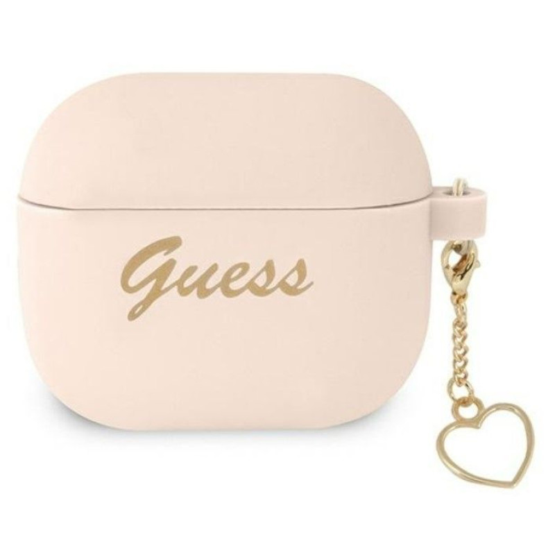 Guess Maciņš austiņām Guess Apple AirPods 3 cover Silicone Charm Heart Collection case Pink