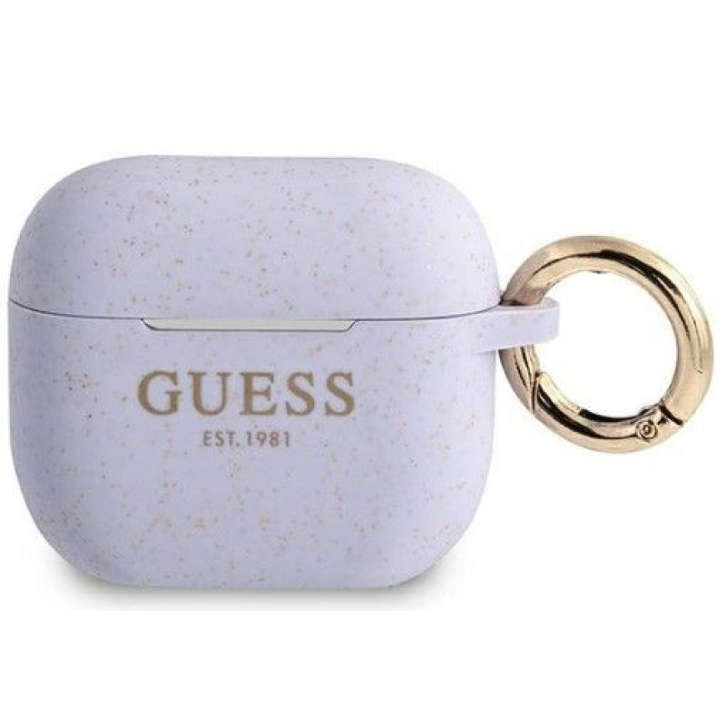 Guess Maciņš austiņām Guess Apple AirPods 3 cover Silicone Glitter Purple