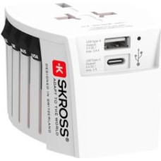 Skross Adapteris Skross  World Adapter MUV USB (AC) suitable for all unearthed devices (2-pin) White