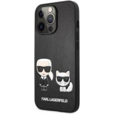 Karl Lagerfeld Aizmugurējais vāciņš Karl Lagerfeld  iPhone 13 Pro Max Karl&Choupette PU Leather Case Black