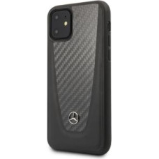 Mercedes-Benz Aizmugurējais vāciņš Mercedes-Benz Apple iPhone 11 Hard Case Leather Carbon Fiber Black