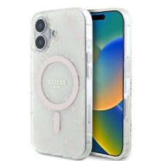 Guess Aizmugurējais vāciņš Guess Apple iPhone 16 hardcase IML 4G Background MagSafe White