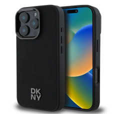 Dkny Aizmugurējais vāciņš DKNY Apple iPhone 16 Pro Max PU Leather Stack Logo Magsafe Case Black