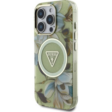 Guess Aizsargstikls Guess  GUESS case for IPHONE 16 Pro compatible with MagSafe GUHMP16LHFLPEDN (IML Metal Glitter Flowers Triangle) green