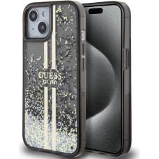 Guess Aizmugurējais vāciņš Guess Apple Guess PC/TPU Liquid Glitter Gold Stripe Case for iPhone 15 Black