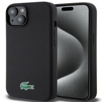 Lacoste Aizmugurējais vāciņš Lacoste Apple iPhone 15 6.1 Liquid Silicone Microfiber Croc Logo Magsafe Back Cover Black