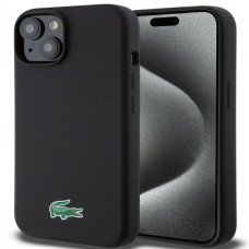 Lacoste Aizmugurējais vāciņš Lacoste Apple iPhone 15 6.1 Liquid Silicone Microfiber Croc Logo Magsafe Back Cover Black