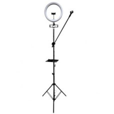 Ilike Gredzena turētājs iLike  S12 LED Selfie 31cm Ring Light Lamp + Tripod Stand 2.1m + Shelf&3x phone / Mic Holder Black