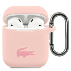 Lacoste Maciņš austiņām Lacoste Apple Airpods 1/2 Liquid Silicone Glossy Printing Logo Case Pink